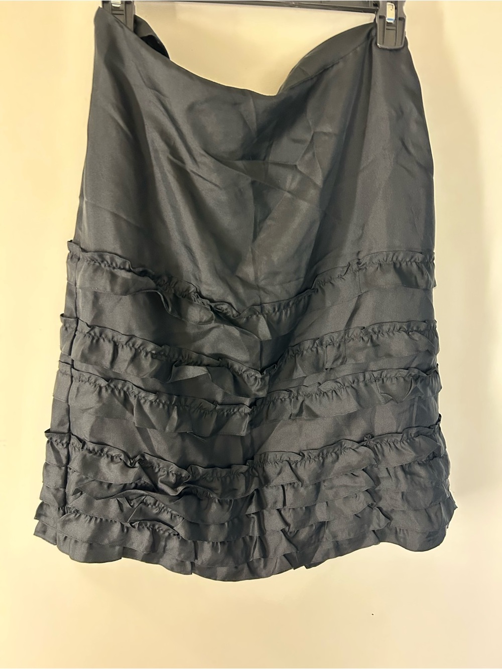 Vintage Y2K RALPH Ralph Lauren Ruffle Tiered Silk Skirt - Black